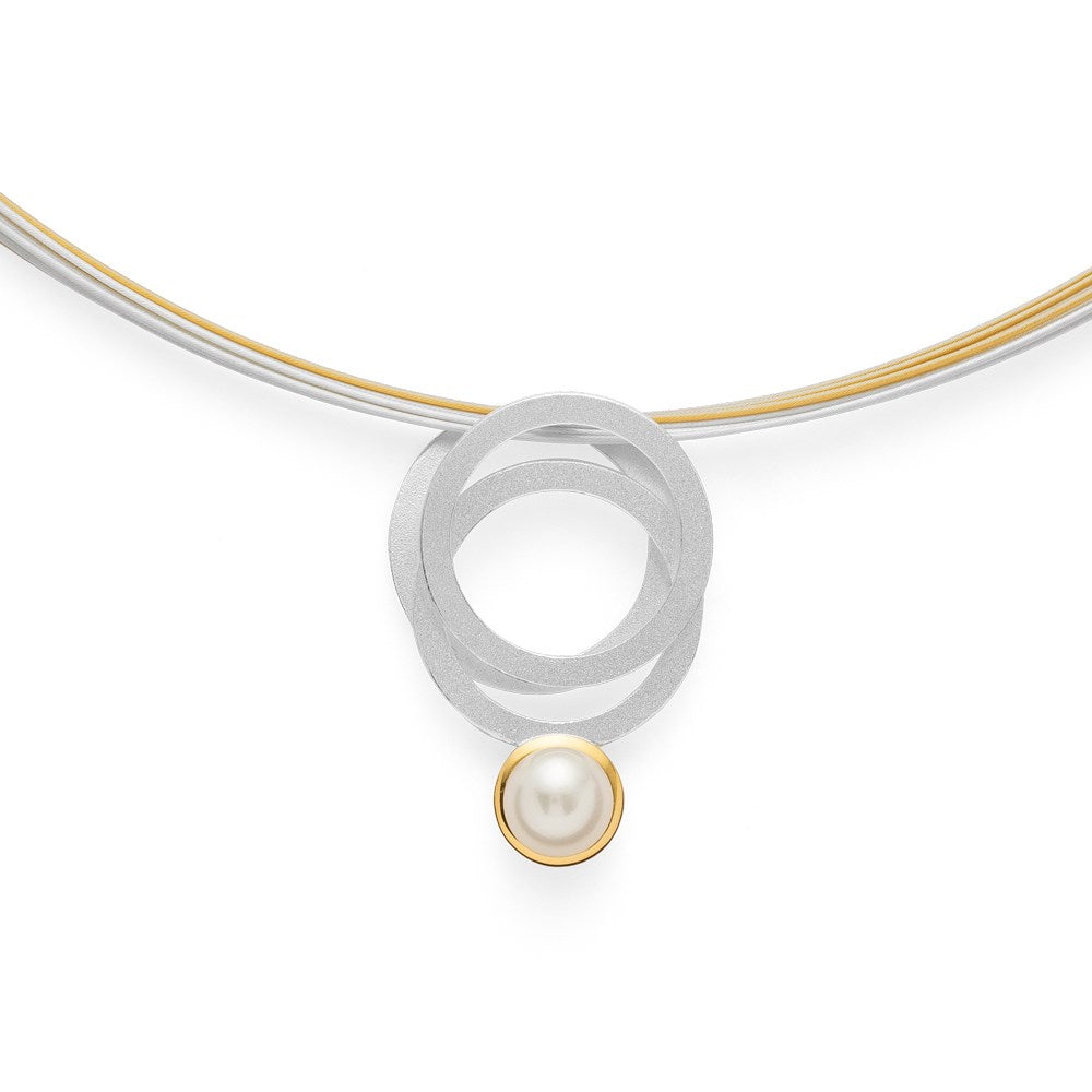925/- Anhänger, teils fg matt/glänzend, Perle 1,52 ct - Nicht rhodiniert