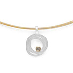 925/- Vedhæng, fg 14K mat/blank, 0,02ct W-SI