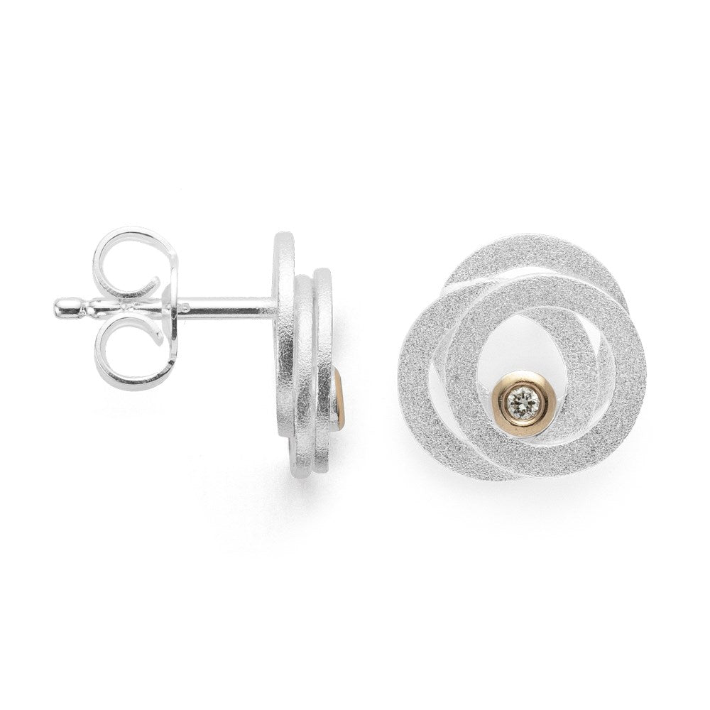 925/- Ohrringe matt/glänzend, Br 0,02ct W-SI - Nicht rhodiniert