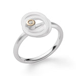 925/- Ring, fg 14K matt/glänzend, Brillant 0,02ct W-SI