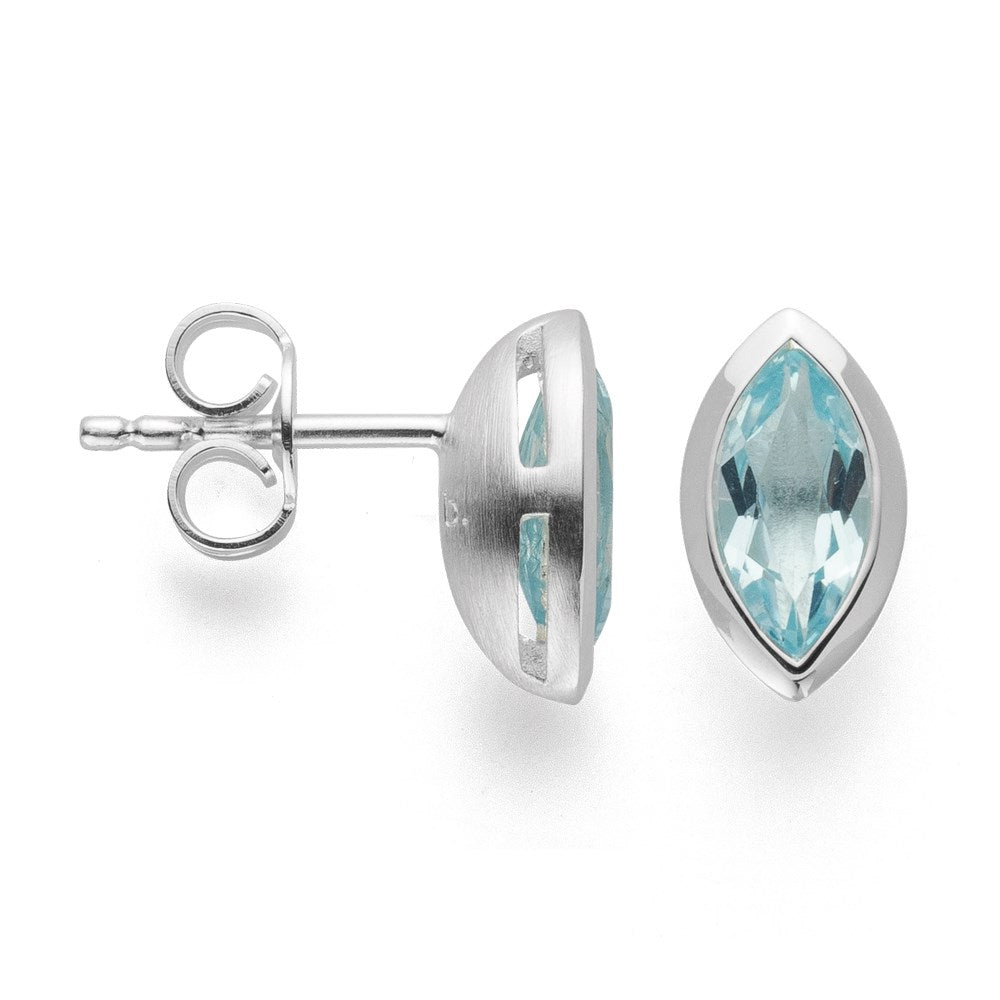 925/- Ohrringe poliert, Topas Sky blue 1,26ct - Nicht rhodiniert