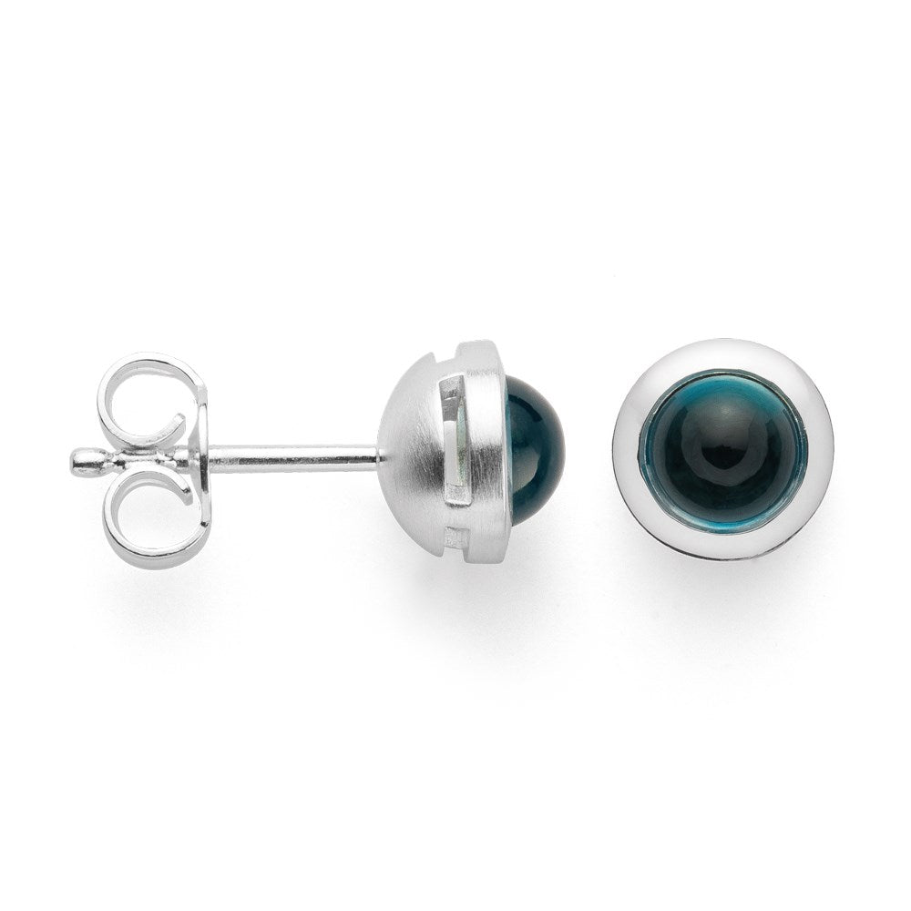 925/- Ørestikker blanke, topas London Blue 1.45ct