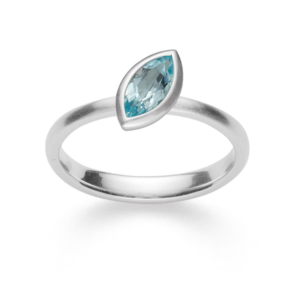 925/- Ring matt/glänzend, Topas Skyblue 0,68 ct - 52 / Nicht rhodiniert