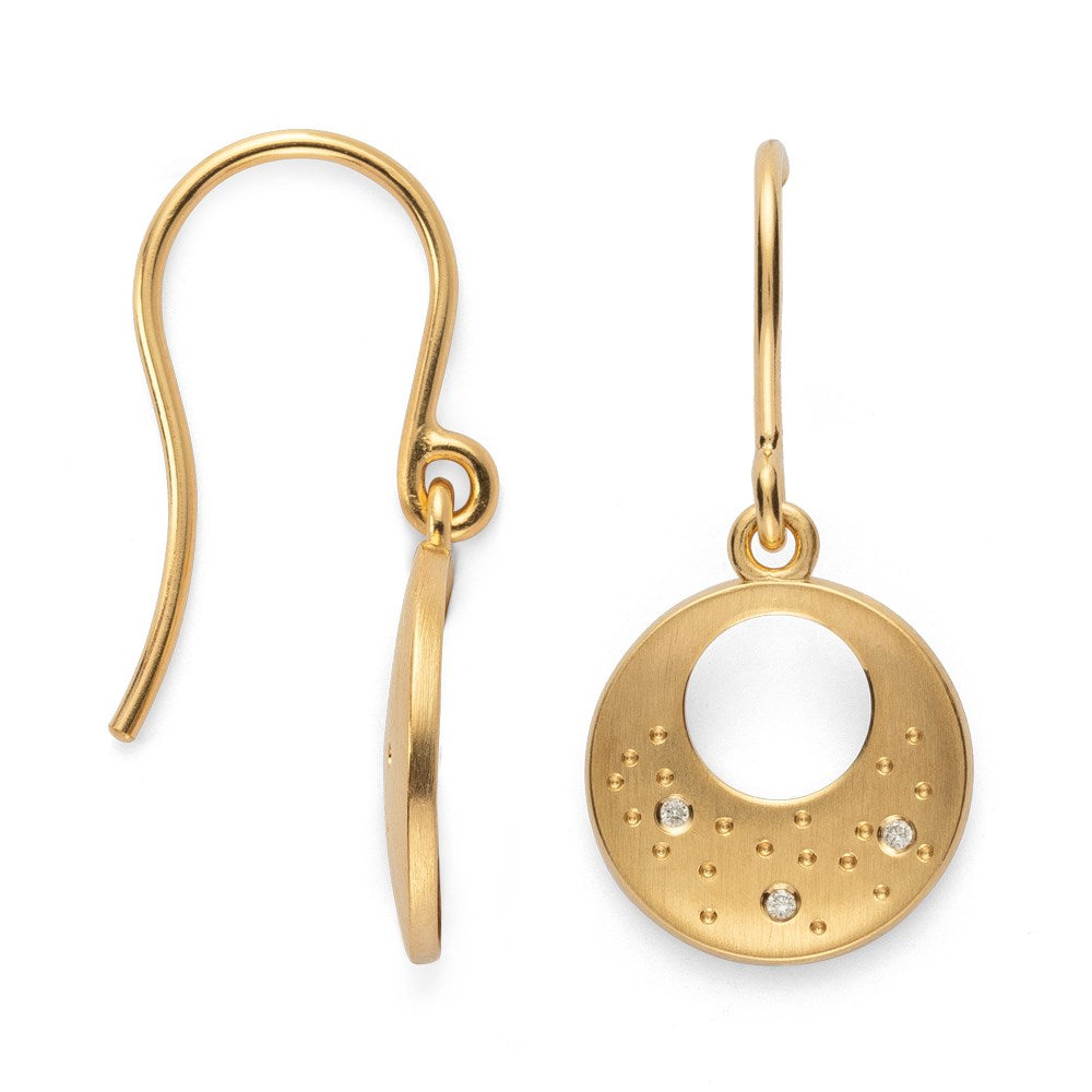 925/- øreringe, fg mat br 0,03ct W-SI