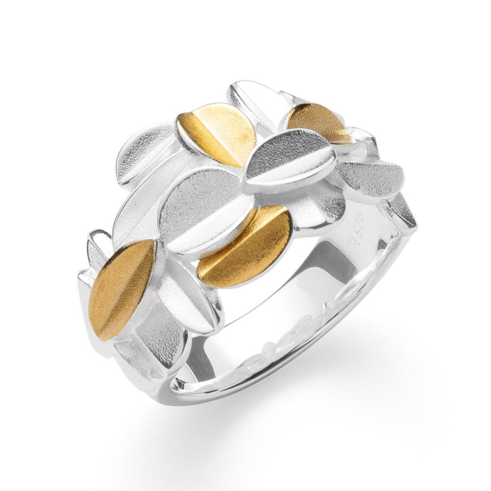 925/- Ring, teilmattiert - 52 / Nicht rhodiniert
