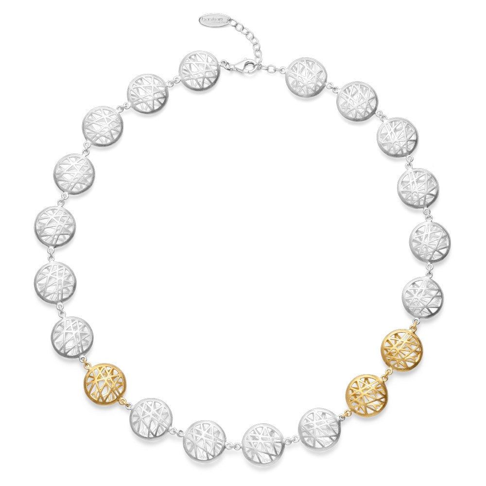 925/- Kette "50 Jahre" teilvg, gebürstet 43+3cm