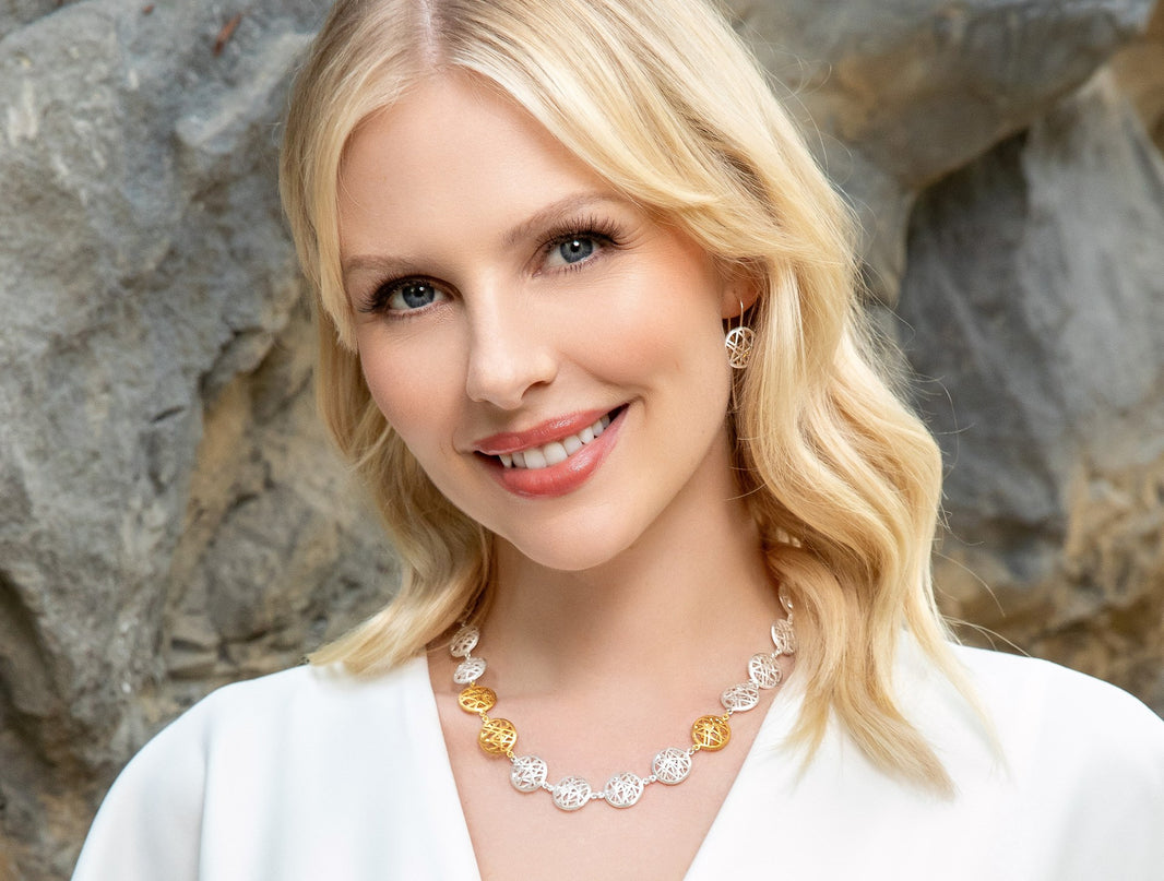 925/- Kette "50 Jahre" teilvg, gebürstet 43+3cm