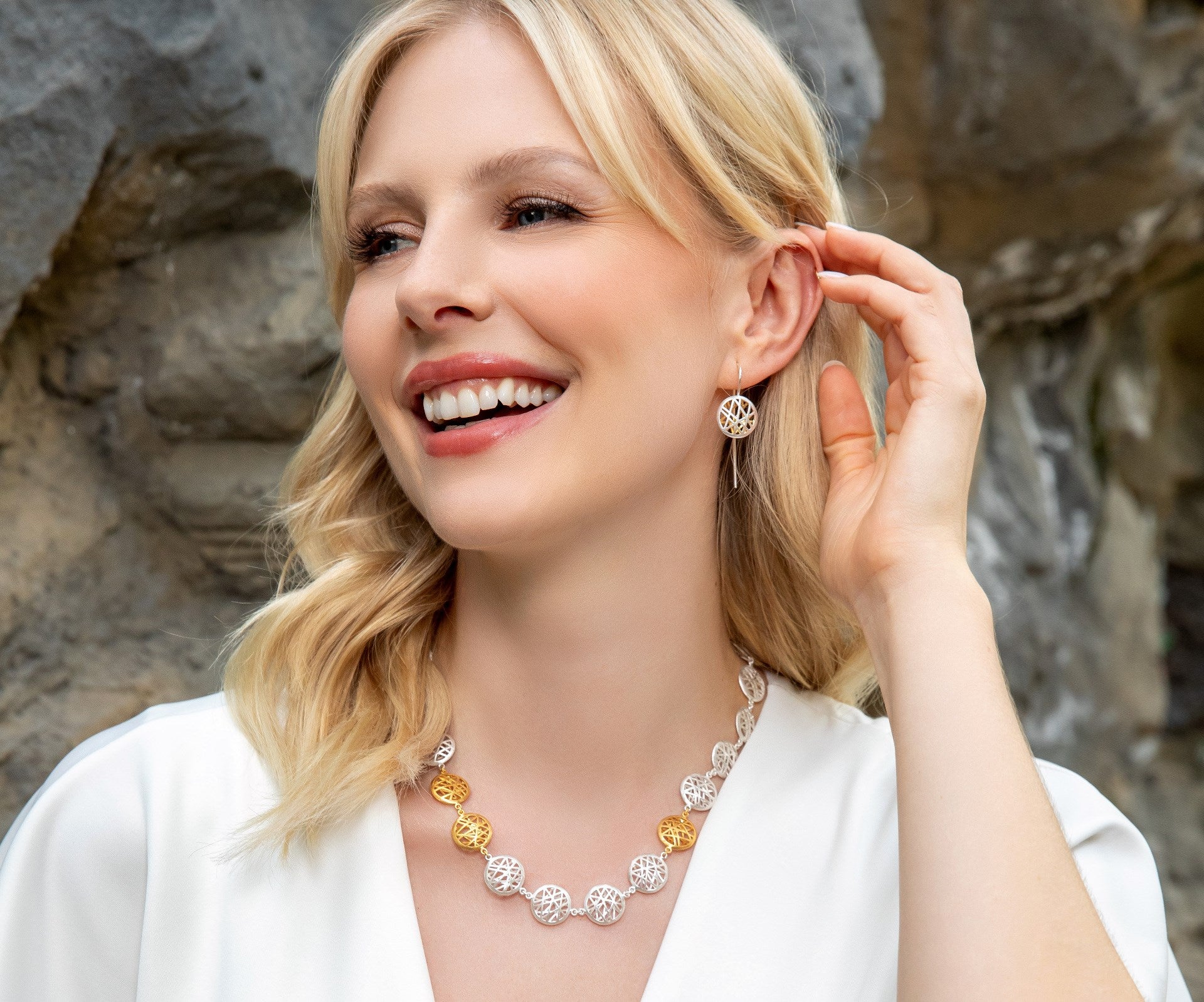 925/- Kette "50 Jahre" teilvg, gebürstet 43+3cm