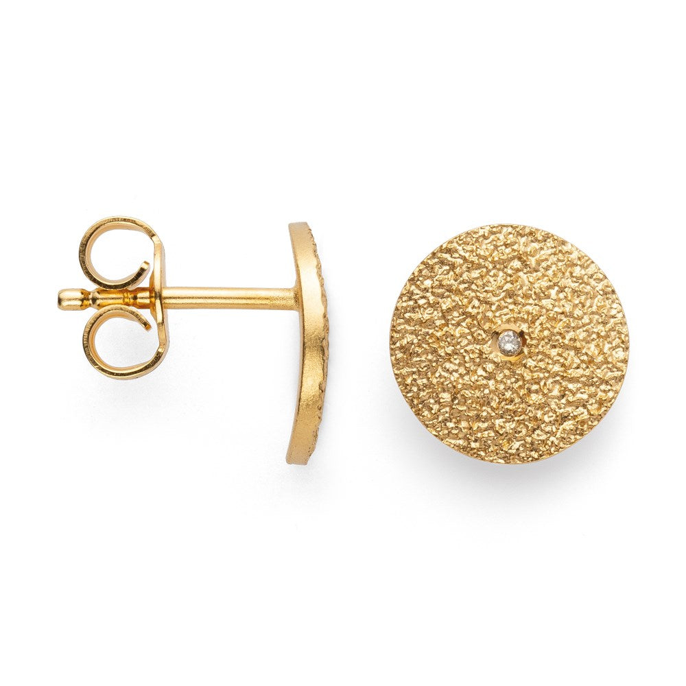 925/- Øreringe med studs, fg, br 0,01ct W-SI