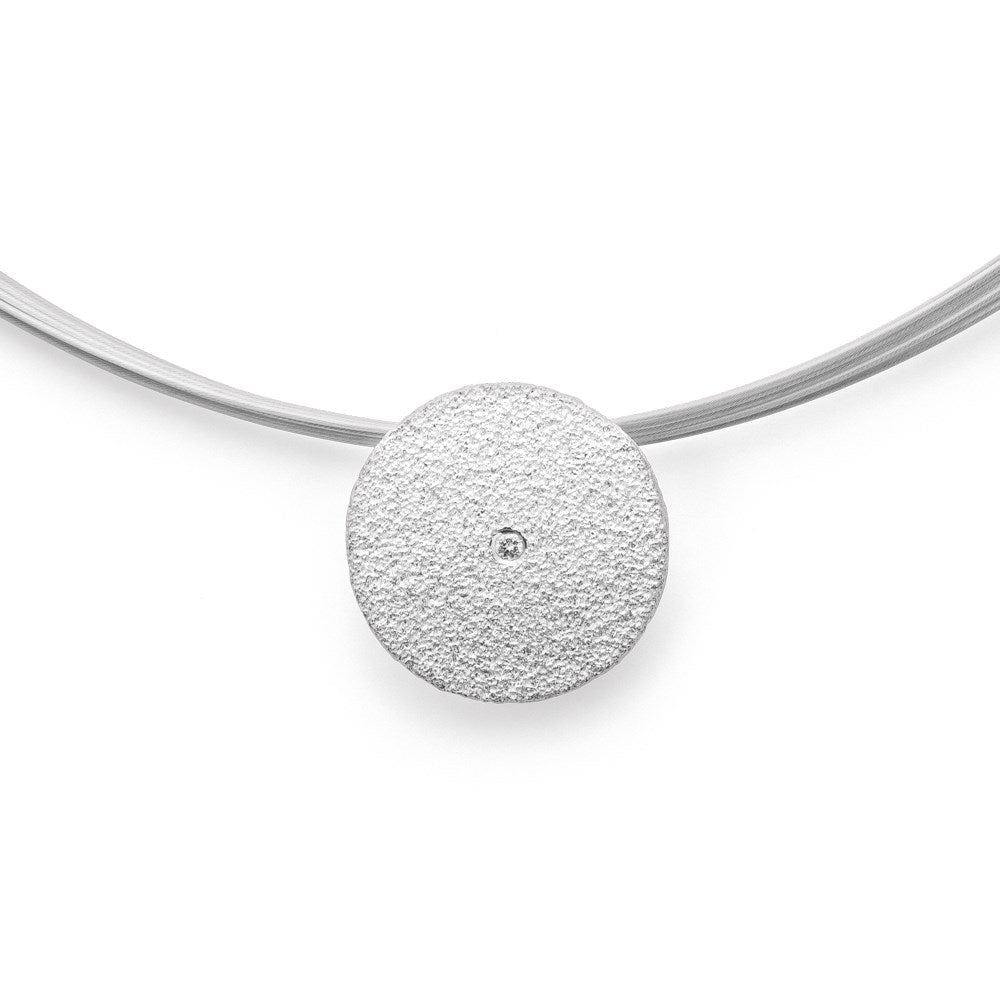 925/- Vedhæng specielt tekstureret,  0,02ct W-SI