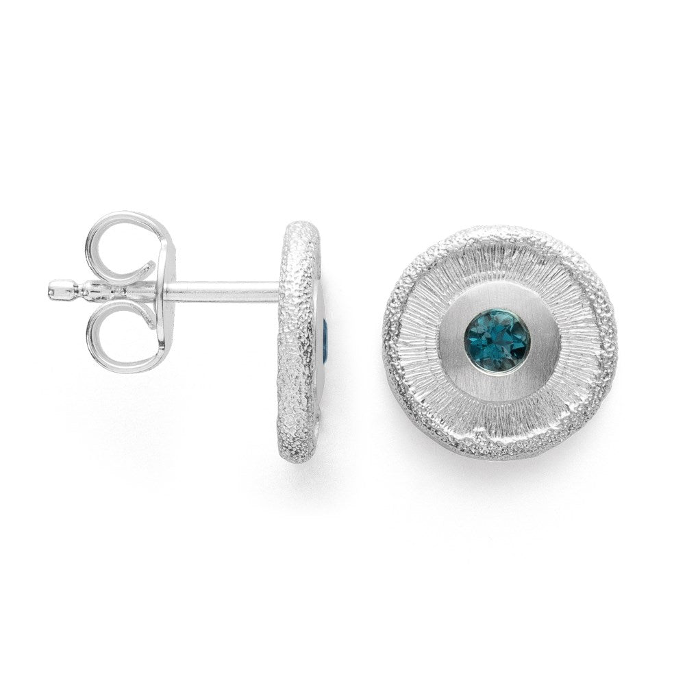 925/- Ohrringe mattiert, Topas London Blue 0,14ct - Nicht rhodiniert