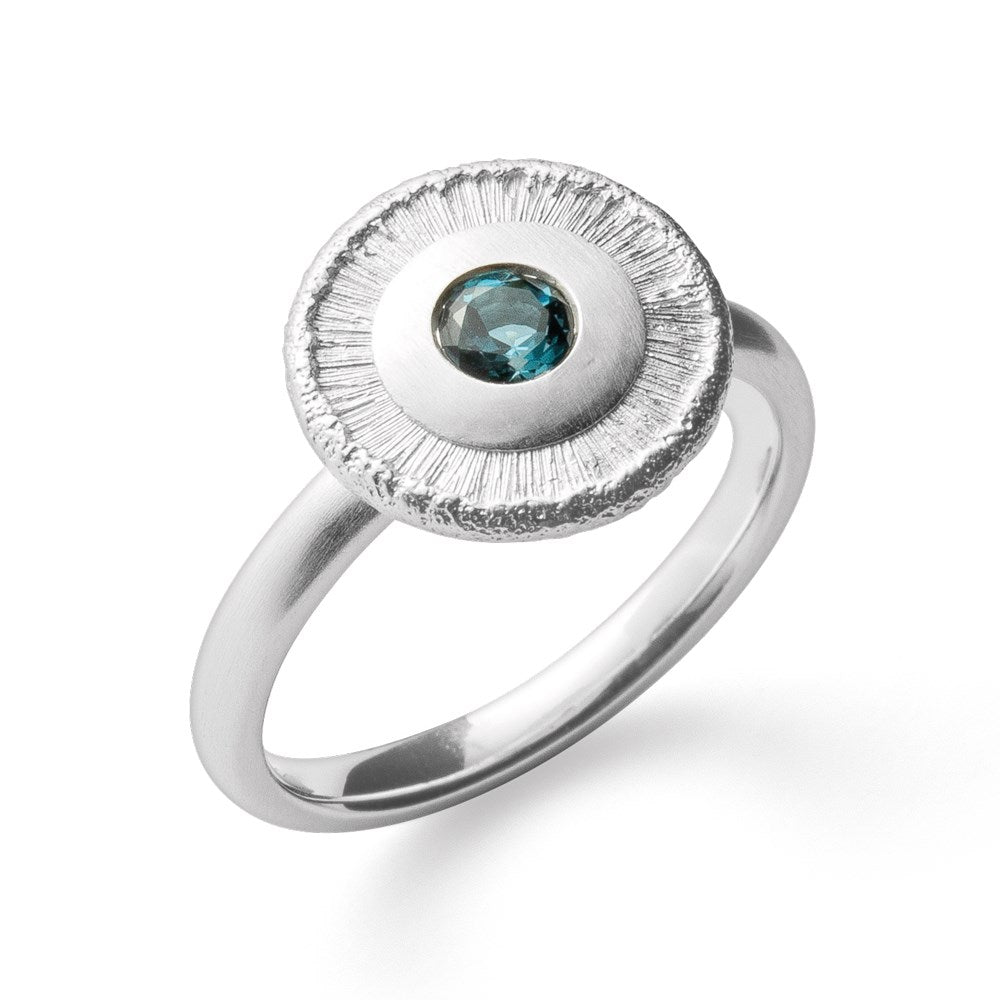925/- Ring matt Topas London Blau 0,32ct - 52 / Nicht rhodiniert