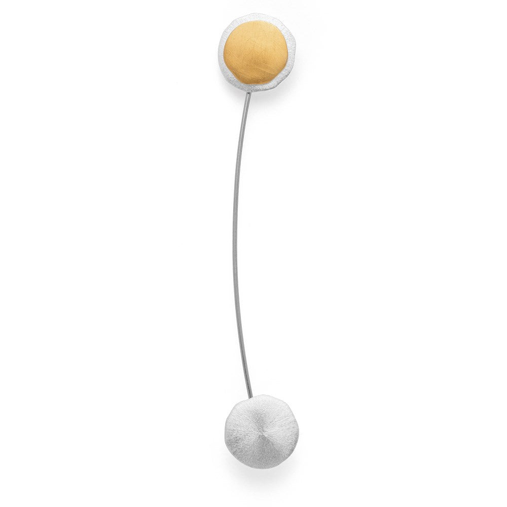 925/- brooch, partially fg matt/brushed, steel needle
