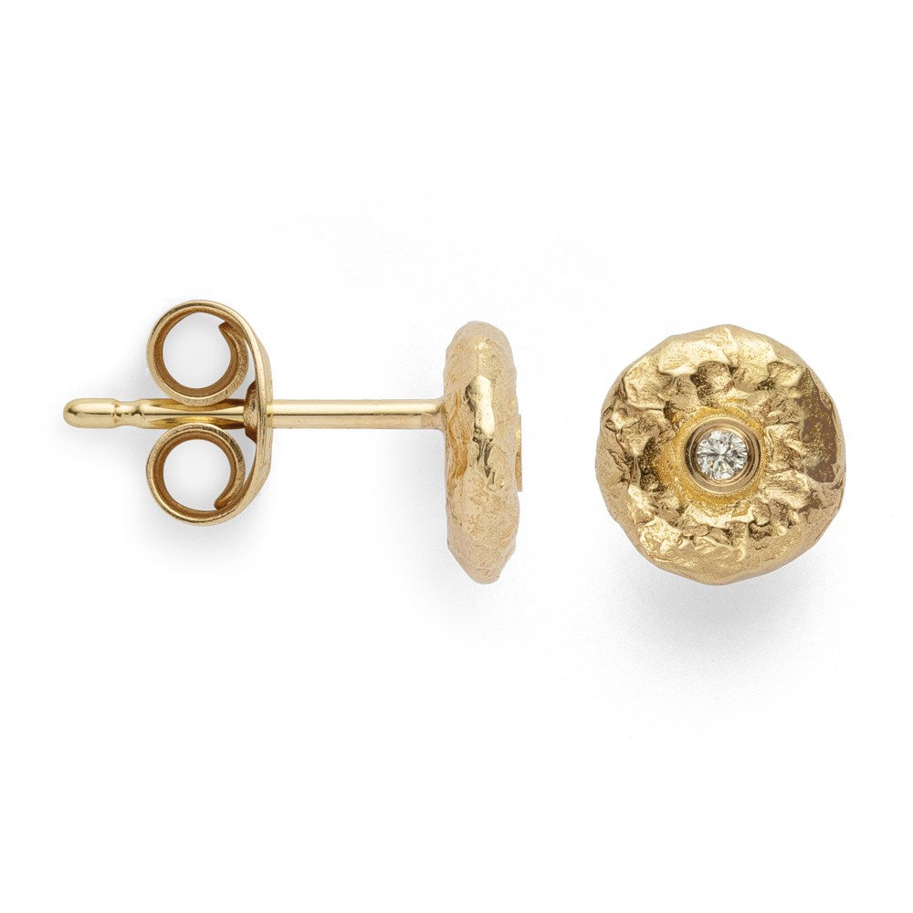 750/- Ohrstecker spezialtexturiert, 0,03ct W-SI
