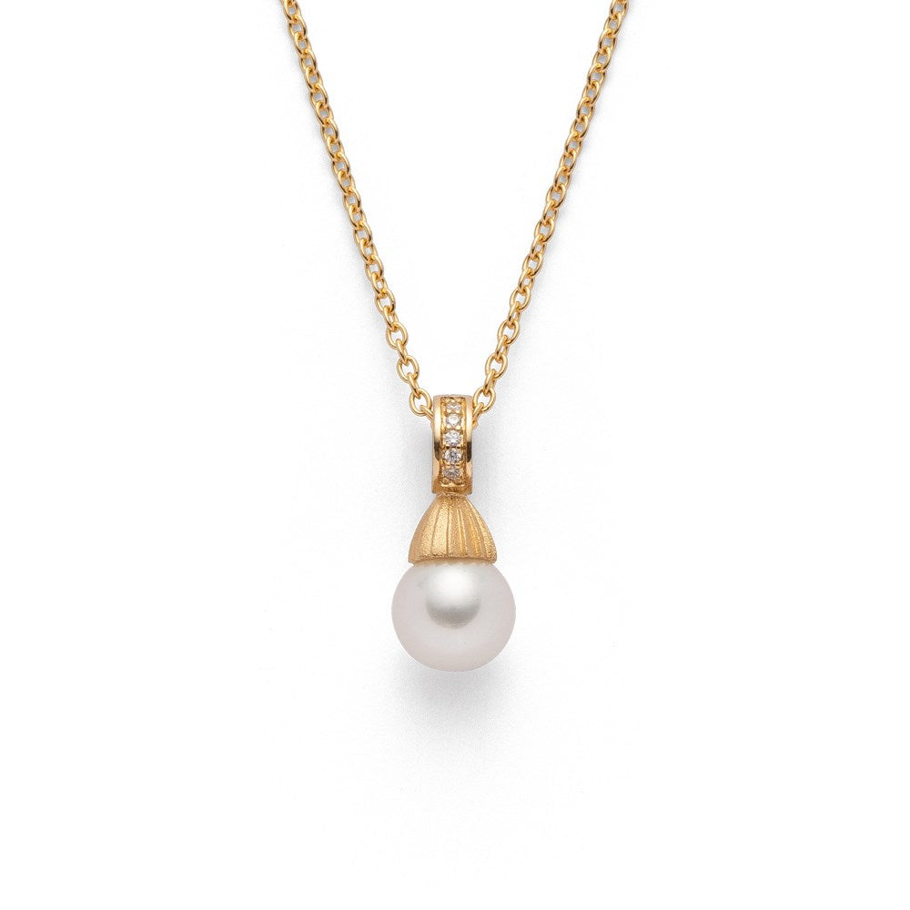 750/- Anhänger Sand Matt, 0,013ct W-SI,Perle