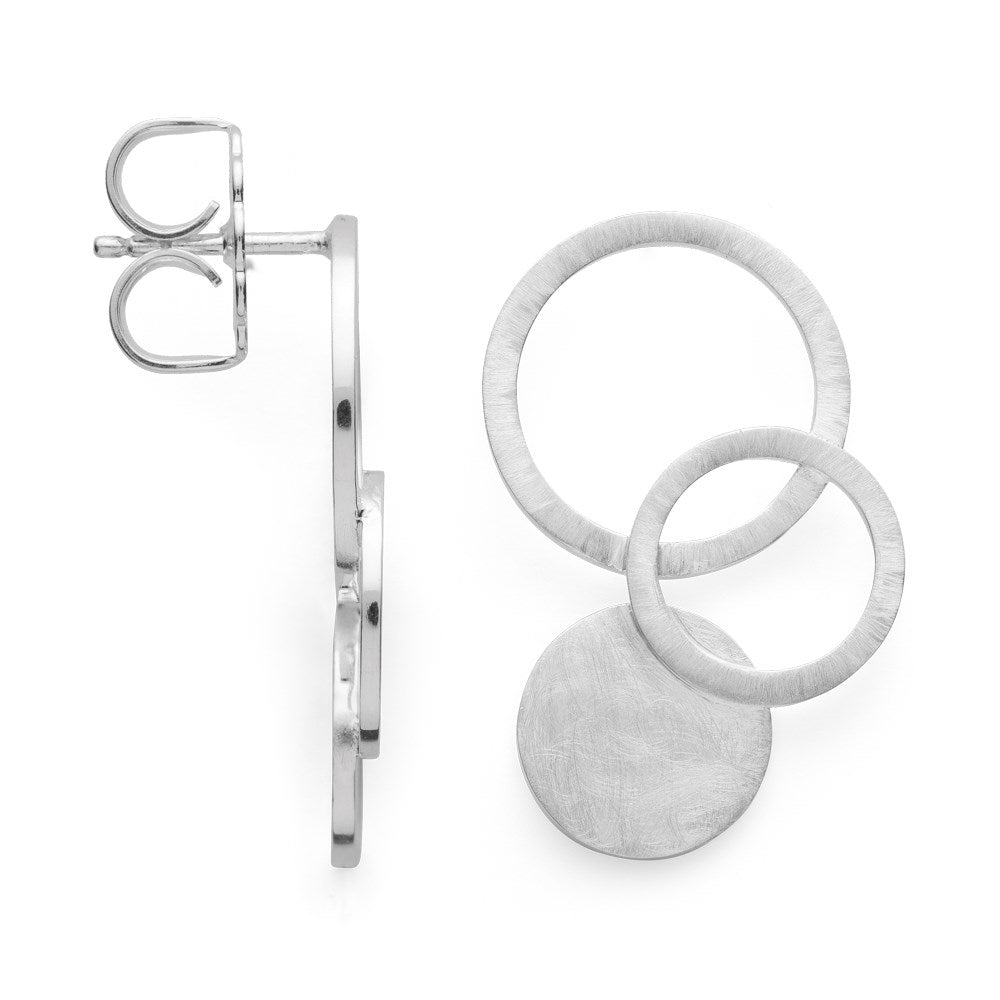 925/- ear hanger with studs matte/brushed