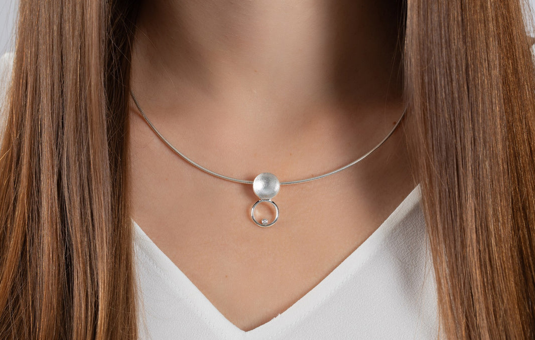 925/- Anhänger matt/glänzend, brillant 0,02ct W-SI