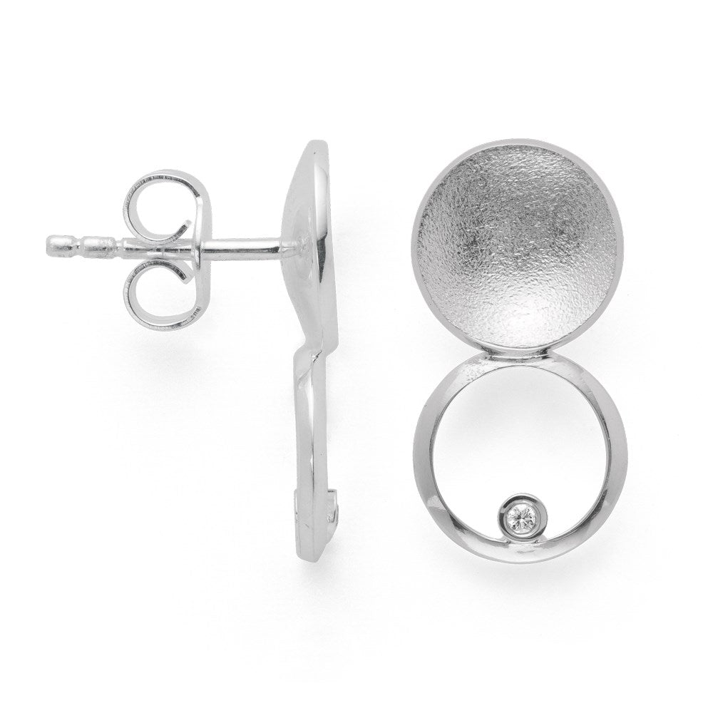 925/- Ohrringe sandgestrahlt/glänzend, Größe 0,02ct - Nicht rhodiniert