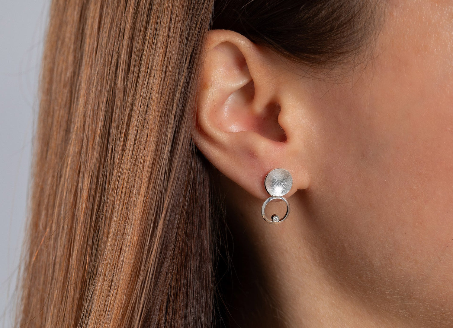925/- Ohrringe sandgestrahlt/glänzend, Größe 0,02ct - Nicht rhodiniert