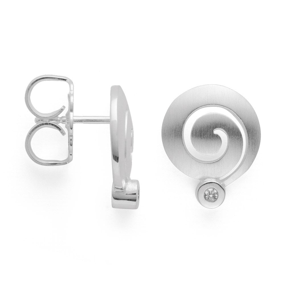 925/- Øreringe mat/polerede, br 0.04ct W-SI