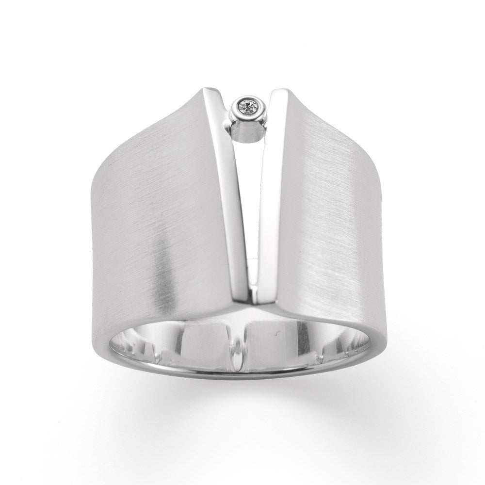 925/- Ring matt/glänzend, 0,02ct W-SI - 52 / Nicht rhodiniert