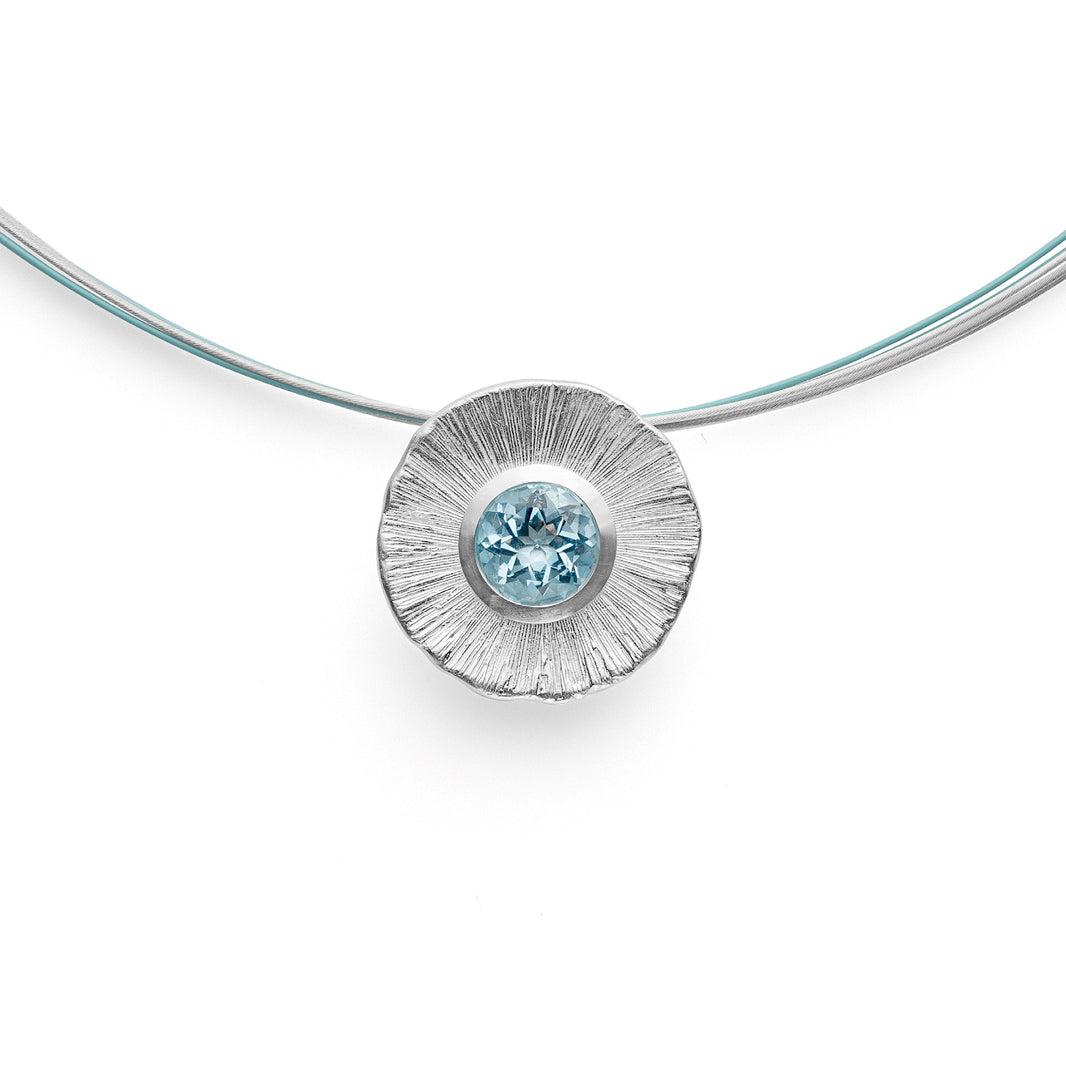 925/- Anhänger mattiert/ Blautopas