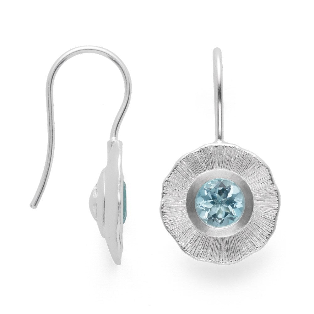 925/- øreringe mat/ blå topas 2.01ct - Ej rhodineret