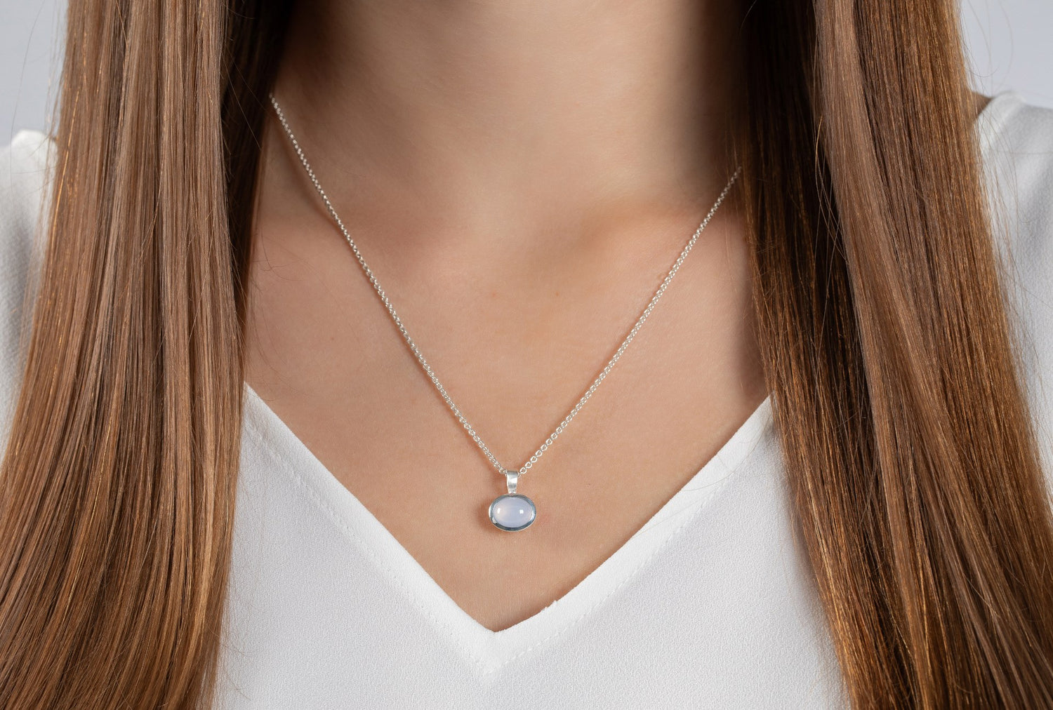 925/- Anhänger matt/glänzend, Chelzedon 1,72 ct - Nicht rhodiniert