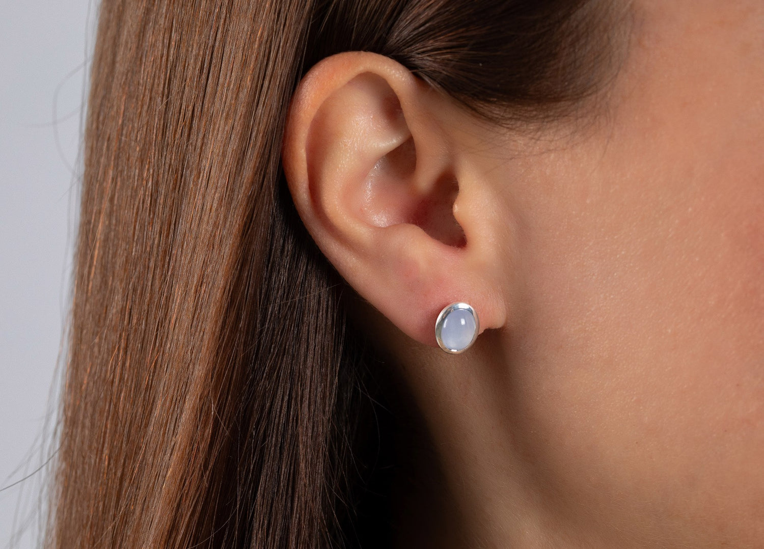 925/- Ohrringe matt/glänzend, Chalcedon 2,39ct - Nicht rhodiniert
