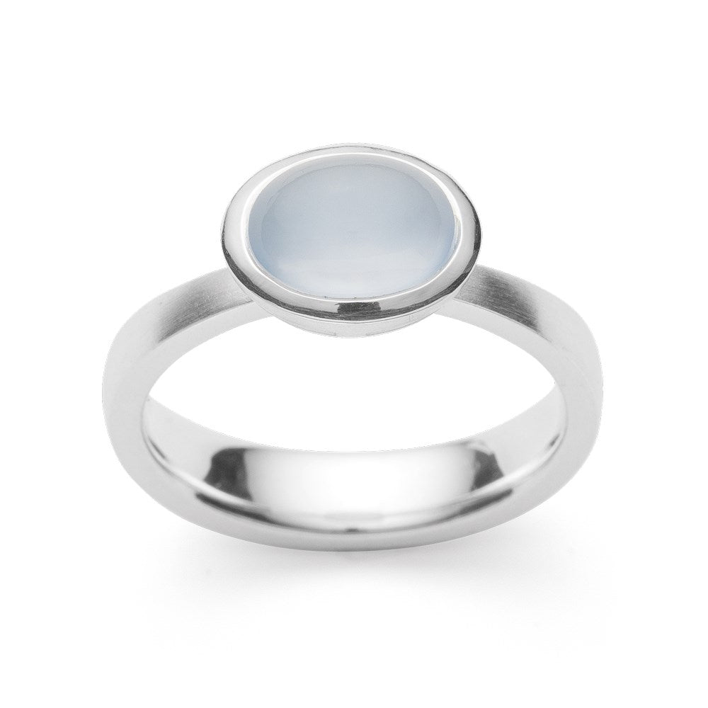 925/- Ring matt/glänzend, Chalcedon 1,60 ct - 52 / Nicht rhodiniert