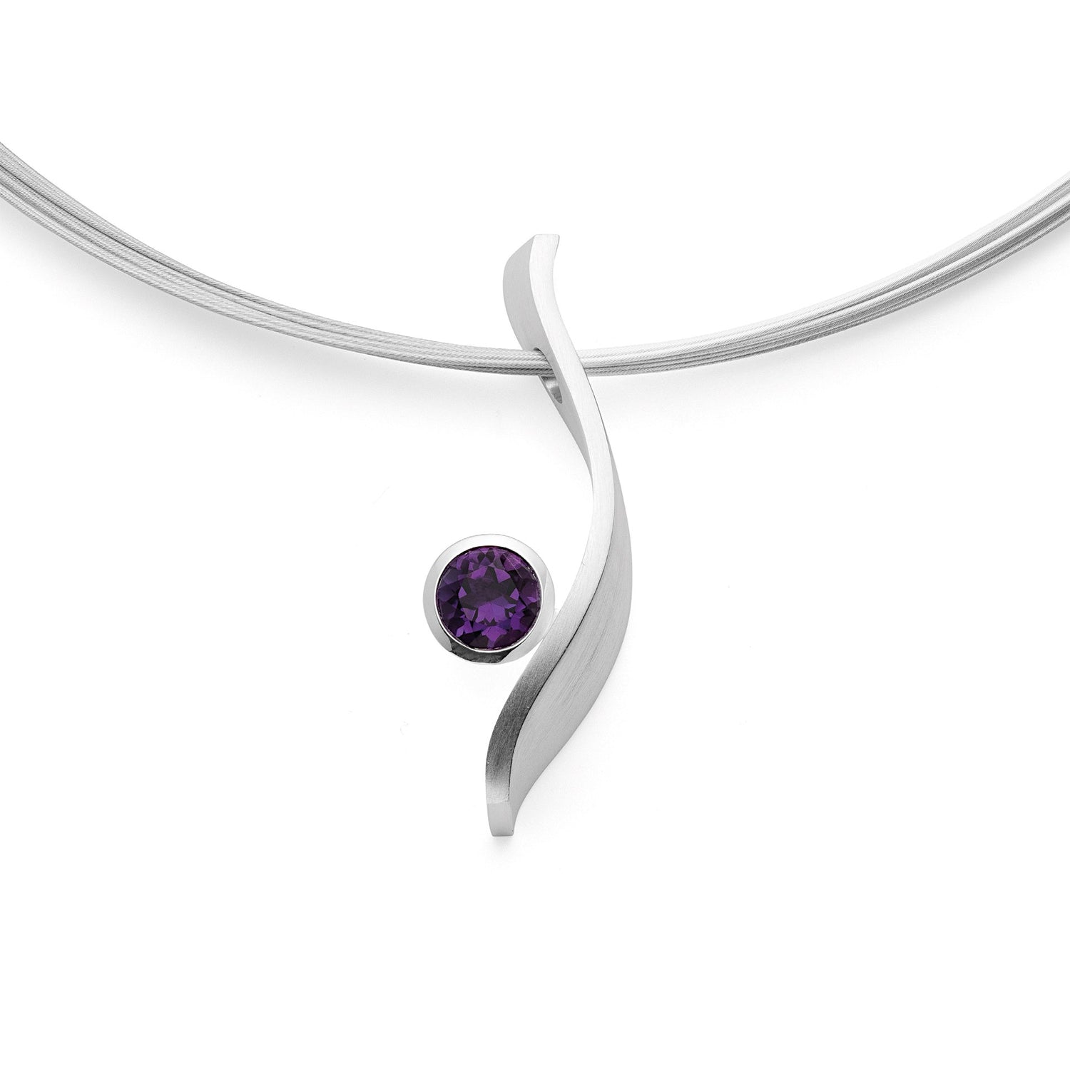 925/- Anhänger matt/glänzend, Amethyst 1,21 ct - Nicht rhodiniert