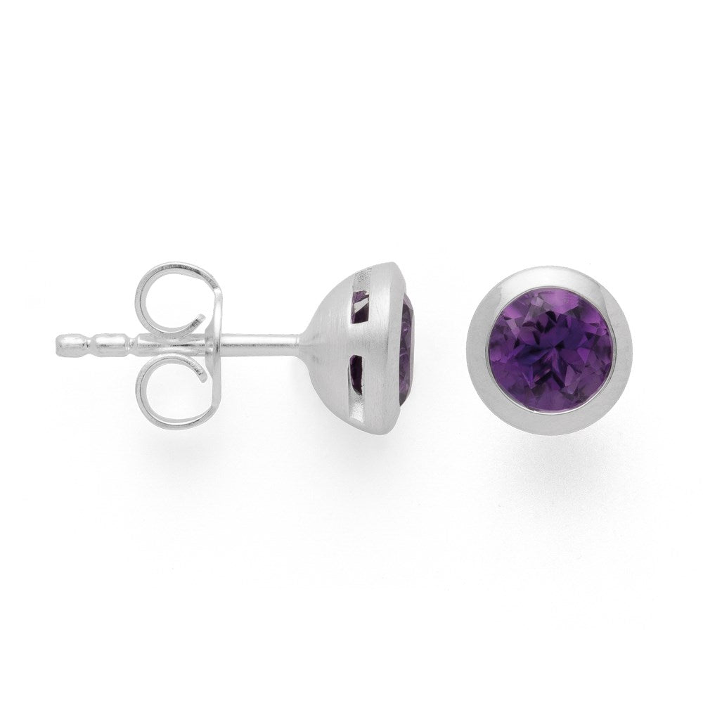 925/- Ørestikker mat/blank, ametyst 1,24ct
