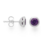 925/- Ørestikker mat/blank, ametyst 1,24ct