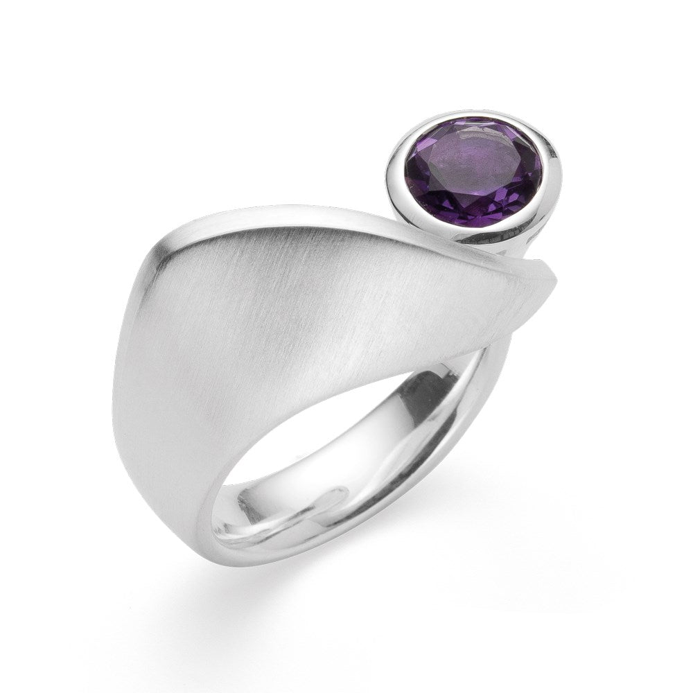 925/- Ring matt/glänzend, Amethyst 1,20 ct - 52 / Nicht rhodiniert