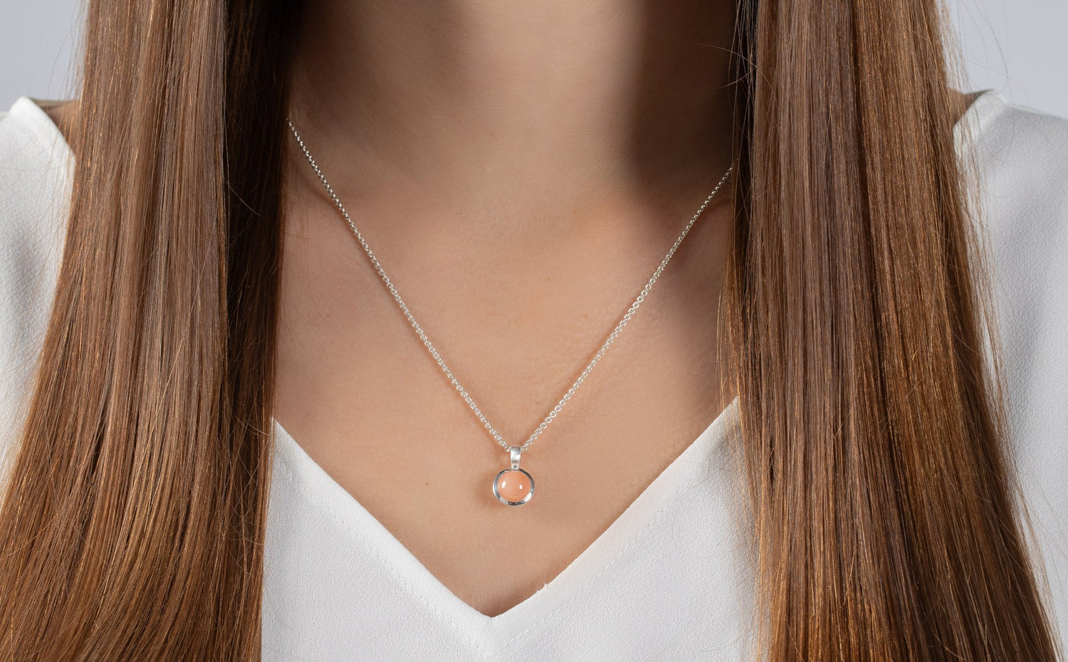 925/- Anhänger matt/glänzend, Mondstein blush 1,85 ct - Nicht rhodiniert
