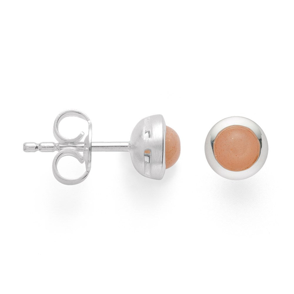 925/- Ohrringe matt/glänzend, Mondstein 1,19ct - Nicht rhodiniert