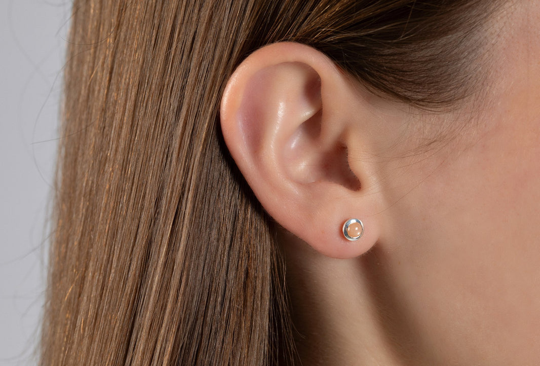 925/- Earrings matt/glossy, moonstone 1.19ct