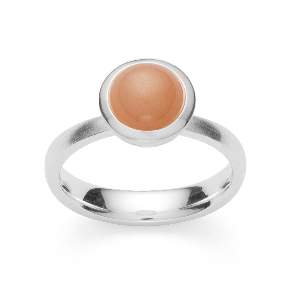 925/- Ring matt/glänzend, Mondstein blush 1,85 ct - 52 / Nicht rhodiniert