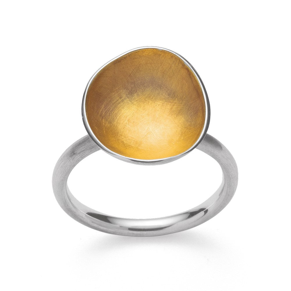 925/- Ring, teils mattiert/mattiert gebürstet - 52 / Nicht rhodiniert