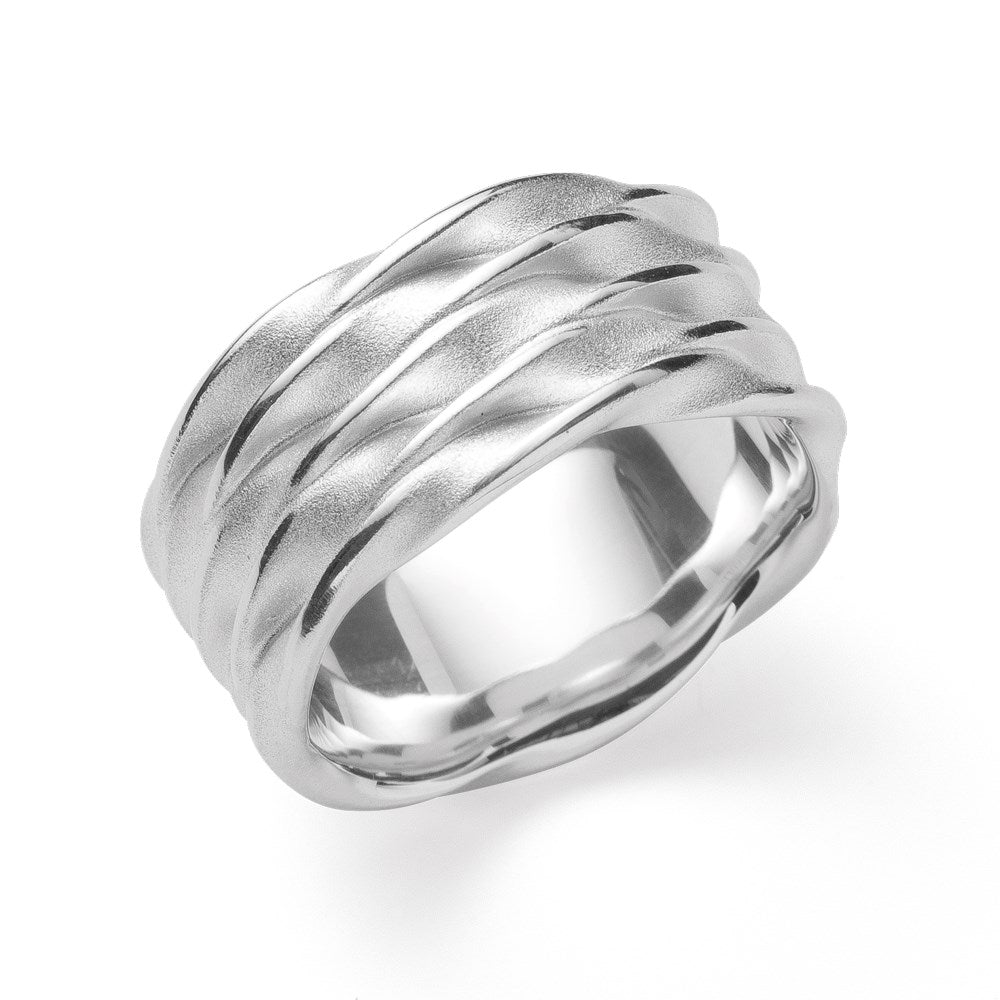 925/- Ring speziell strukturiert - 52 / Nicht rhodiniert