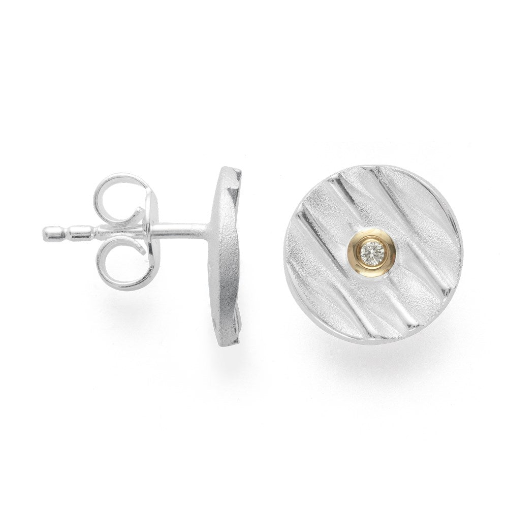 925/- Earrings, fg, textured/glossy, br 0.02ct