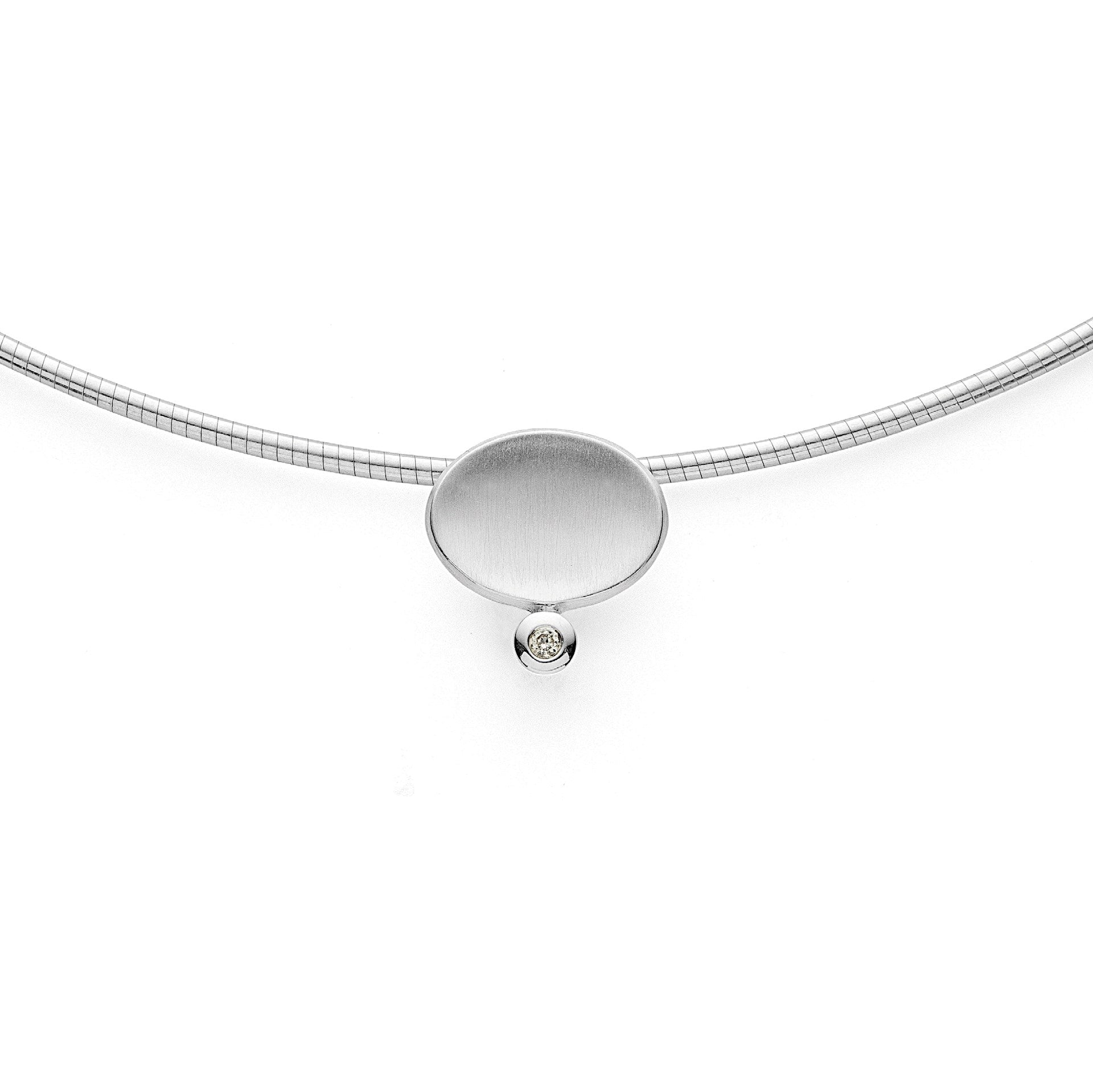 925/- Vedhæng mat/blank, brillant 0,015ct W-SI