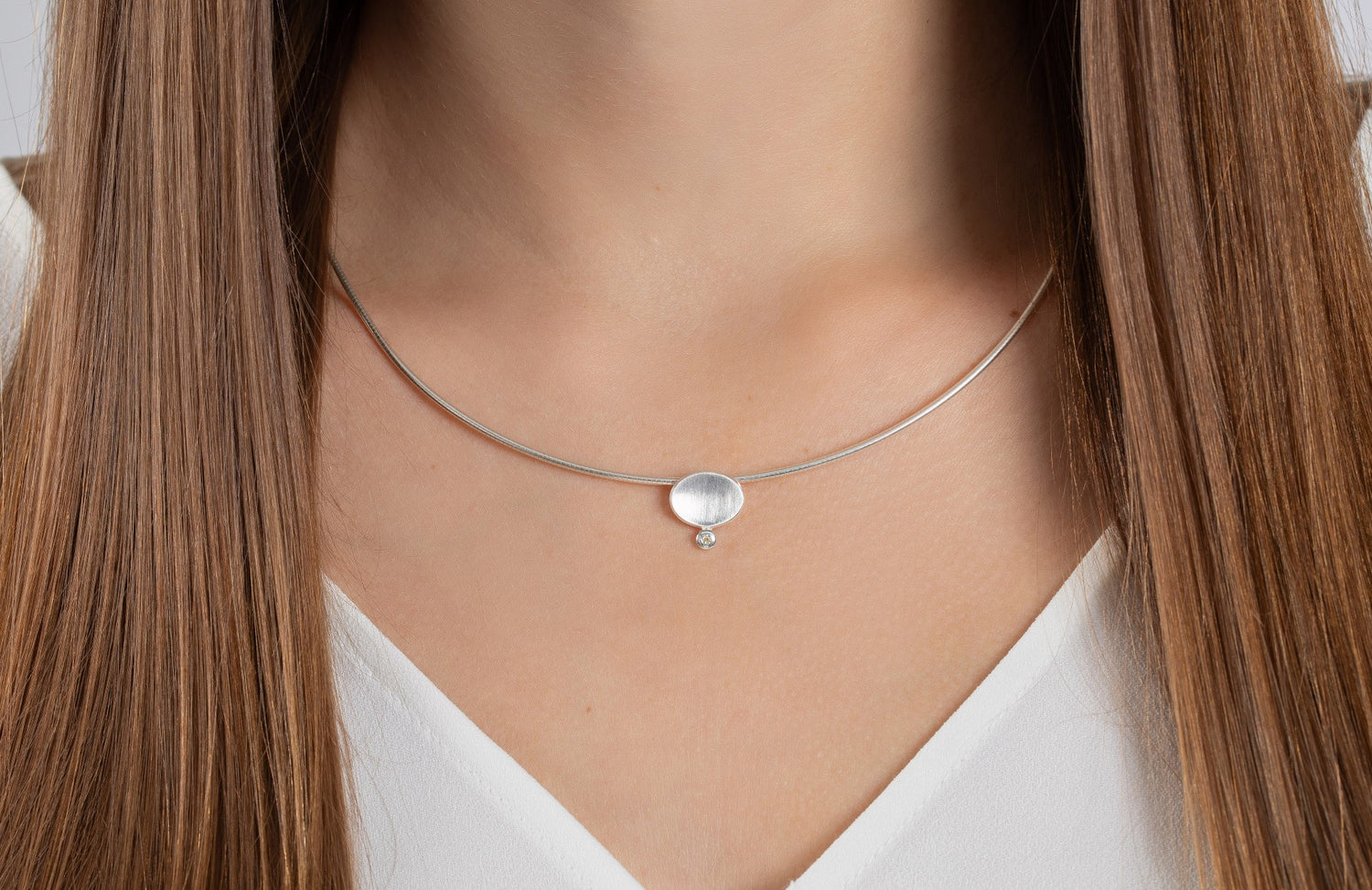 925/- Anhänger matt/glänzend, Brillant 0,015ct W-SI - Nicht rhodiniert