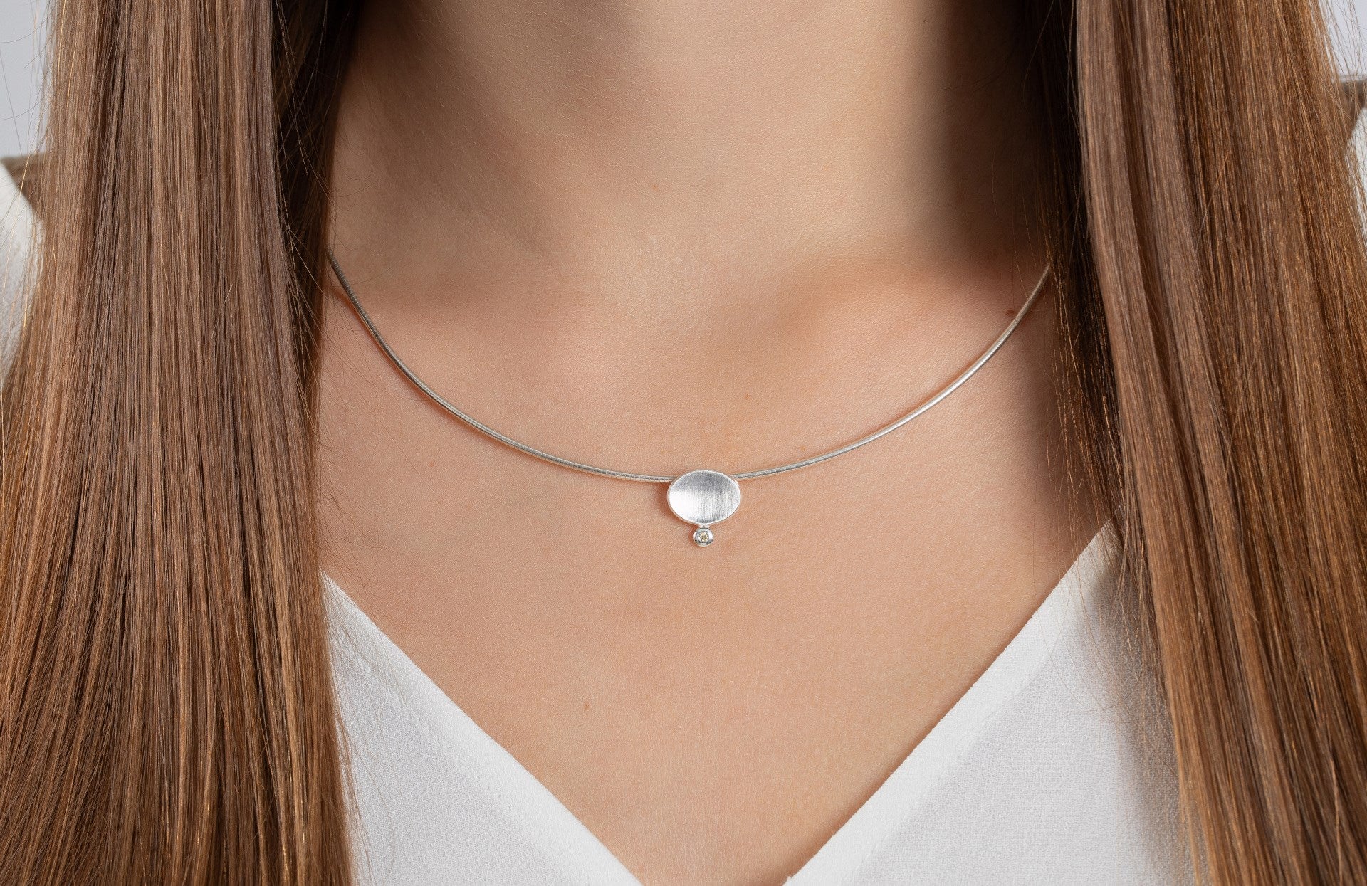 925/- Vedhæng mat/blank, brillant 0,015ct W-SI