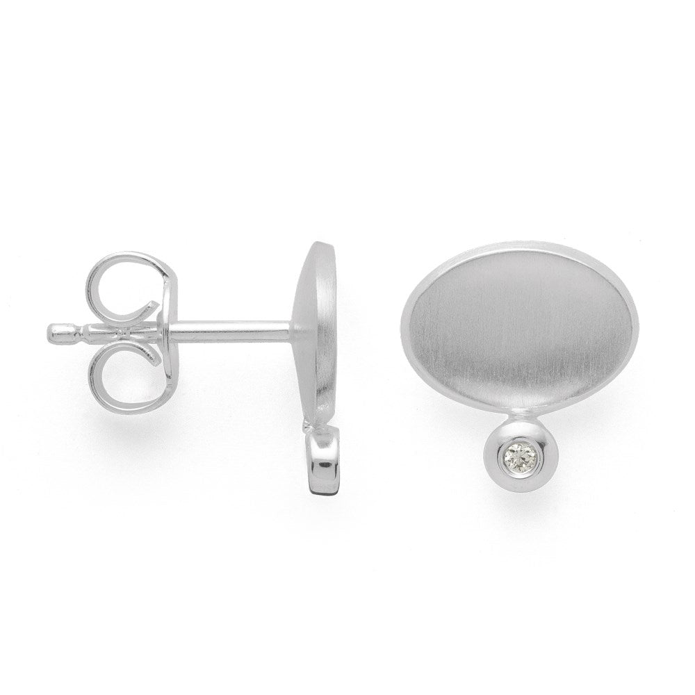 925/- Ohrring matt/poliert, Br 0,02ct W-SI - Nicht rhodiniert