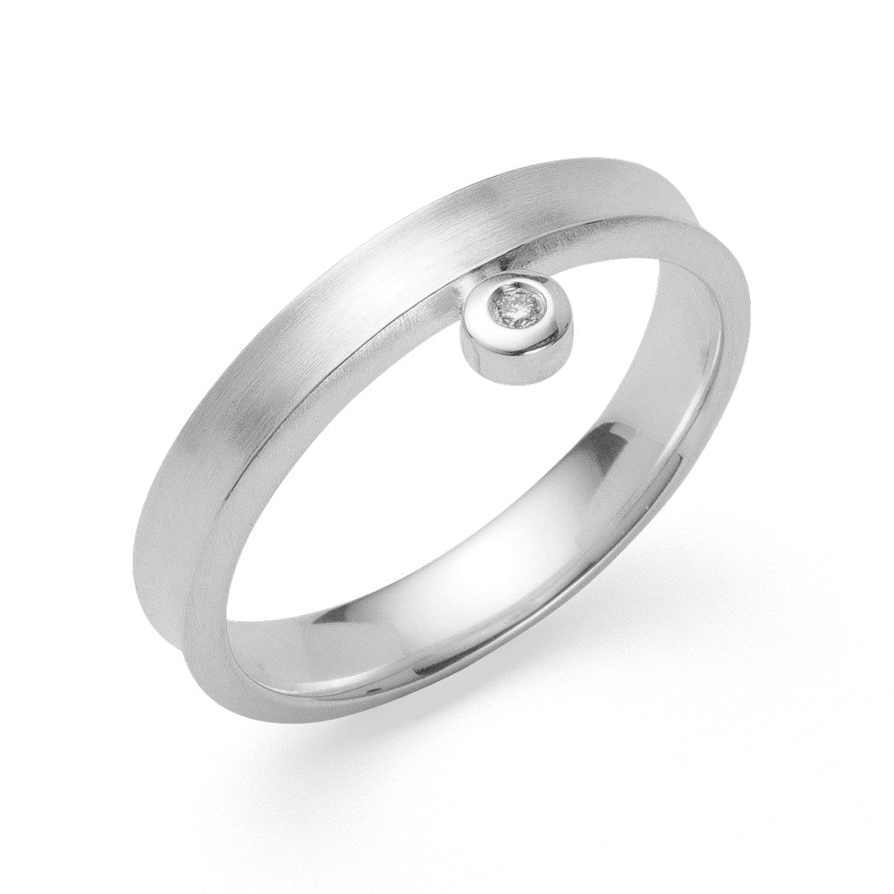 925/- Ring matt/glänzend, Brillant 0,015ct W-SI - 52 / Nicht rhodiniert