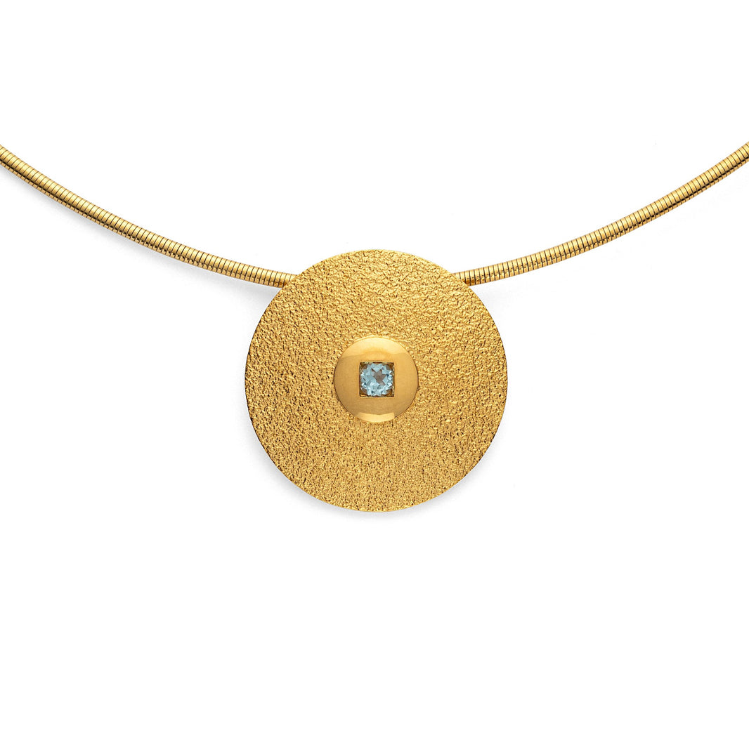 925/- Anhänger, vg. Spezialtext/Pol, Blau Topas