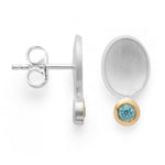 925/- Earrings, fg matt/glossy, blue topaz 0.16ct