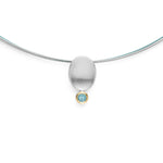 925/- Vedhæng, fg mat/blank, blå topas 0,21ct