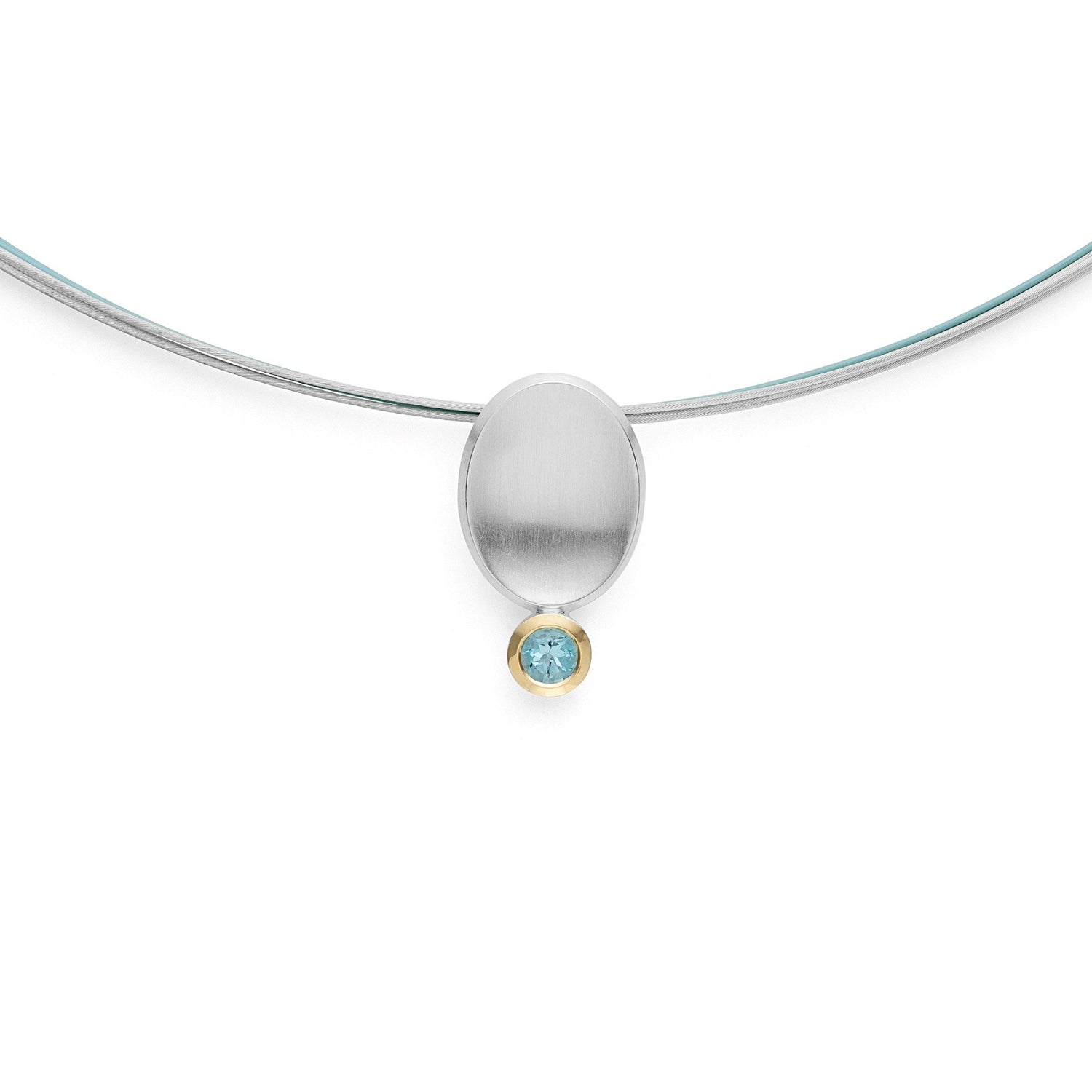 925/- Anhänger, fg matt/glänzend, Blautopas 0,21ct - Nicht rhodiniert